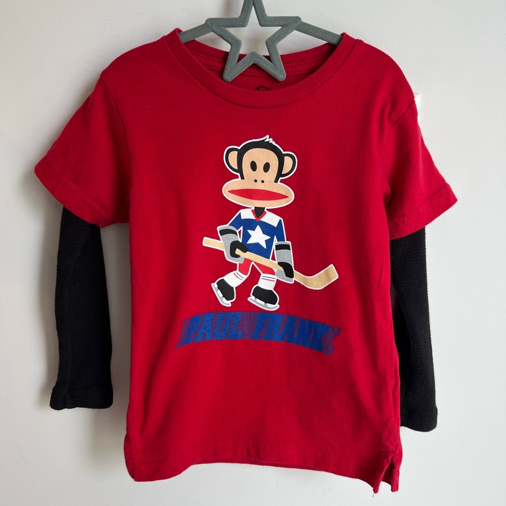 Paul Frank Y2K Red and Black Kids Long Sleeve Tee Hockey Size 4 Boys